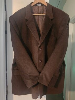 Jos A Bank Blazer 50R Brown Corduroy Jacket Wool Silk 3 Button Dark Chocolate